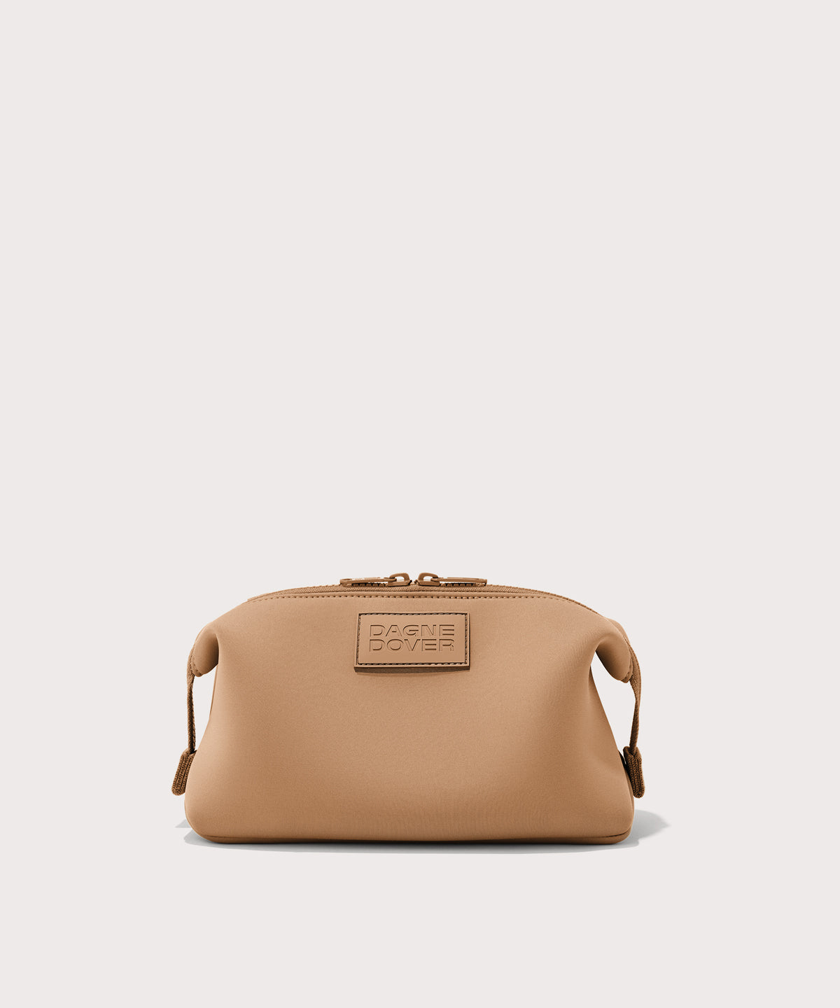 Dagne Dover Large Hunter Toiletry Bag in camel brown.