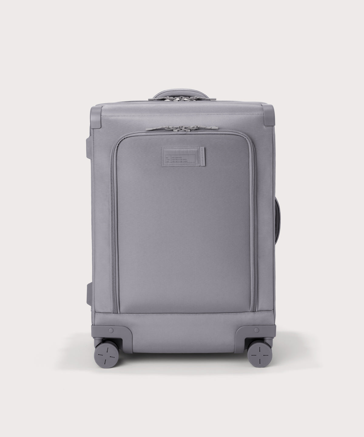 Front view of Sydney checked rolling luggage 25" in light grey