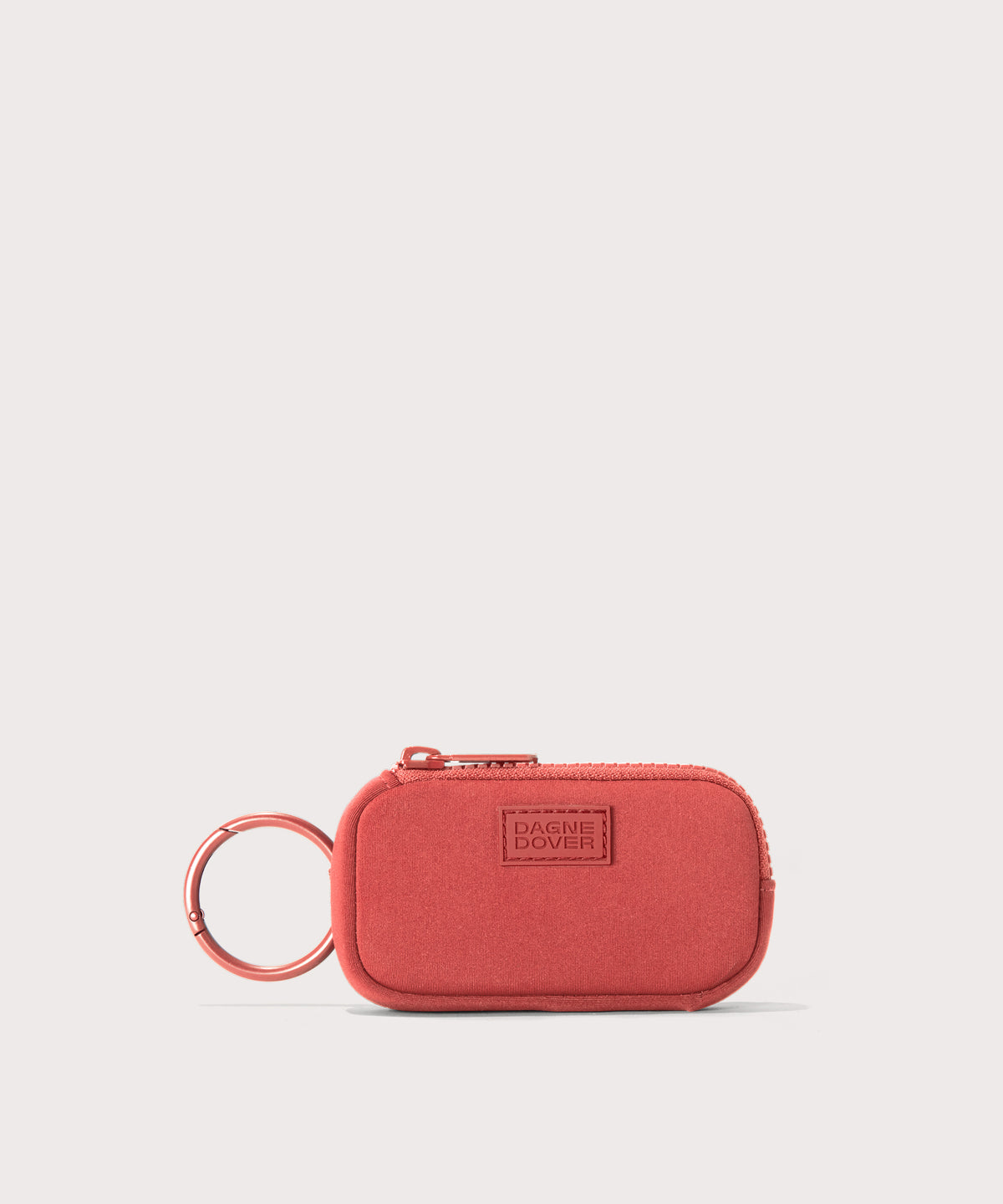 Dagne Dover Mara Keychain in a poppy, vintage wash red.
